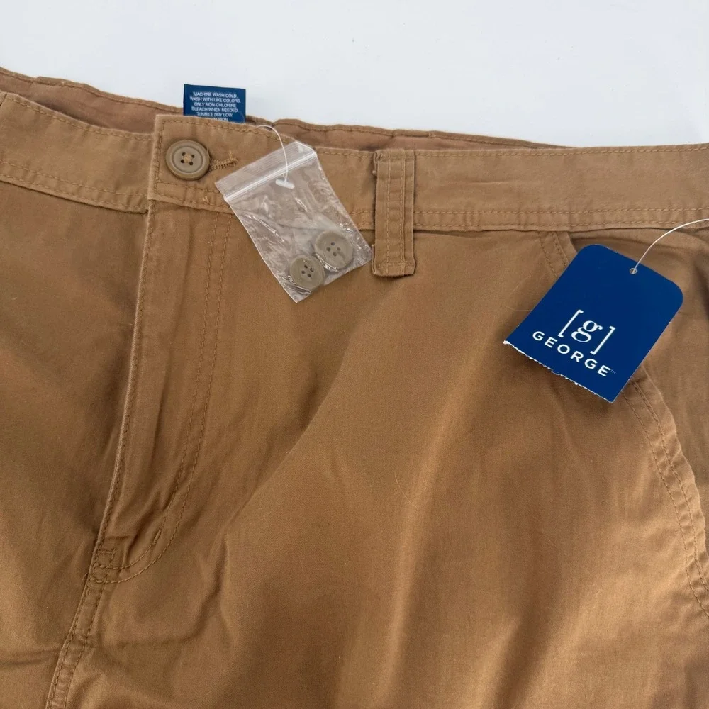 George Cargo Shorts Mens 40 Brown Stretch Above Knee Utility Gorpcore Comfort